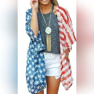 American Flag Dual Purpose - Swim Cover Up And/or Duster
